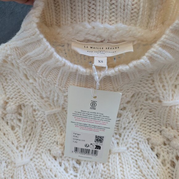 Sezane Igor Jumper NWT  XS in Ecru (Hard to Find) - Picture 7 of 7